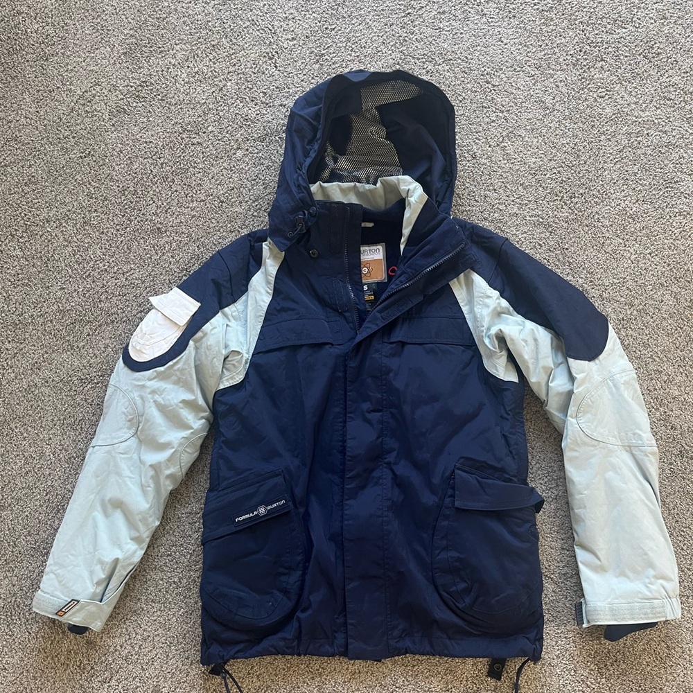 Burton Women’s Hooded Ski Jacket in Navy and Light Blue